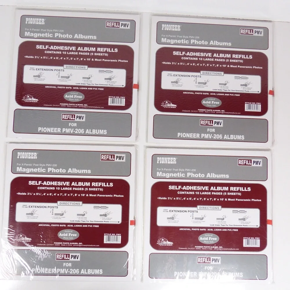 LOT OF 4 Packages Pioneer Magnetic Photo Album REFILL Pages X Pando PMV 206